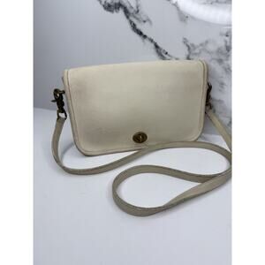 Vintage Legacy Penny Pocket Purse Ivory Saddle Leather Crossbody Bag 80’s USA